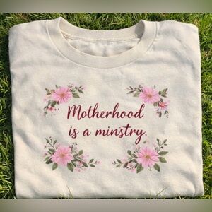 Gildan Sand long sleeve shirt with Pink Floral Design